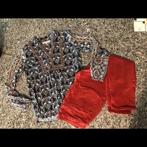 Ana rust color skinny ankle jeans